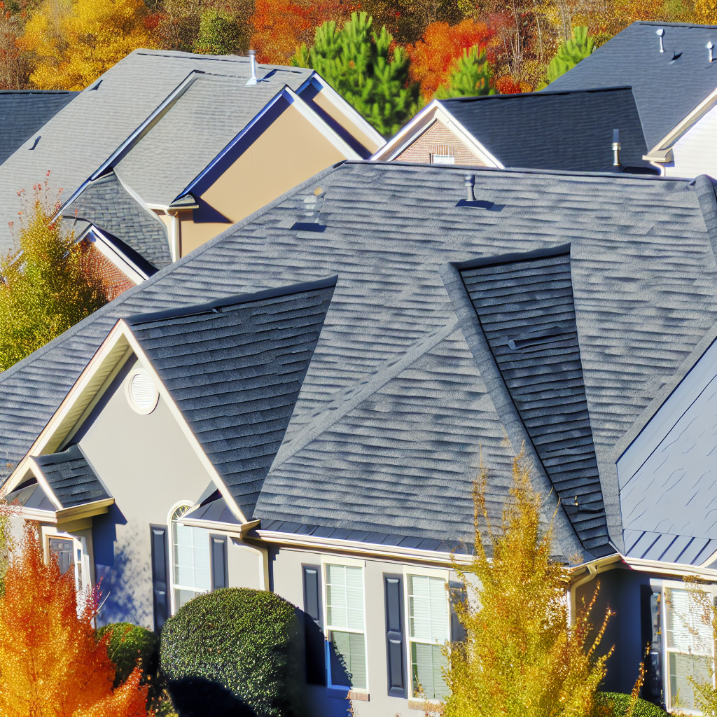 a group of houses with trees in the background