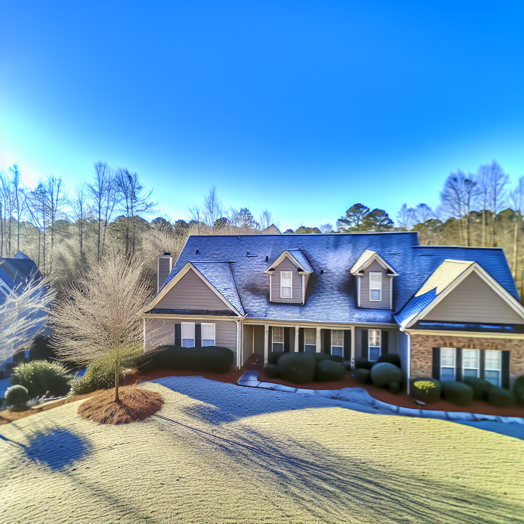 a house with a yard and trees in the background