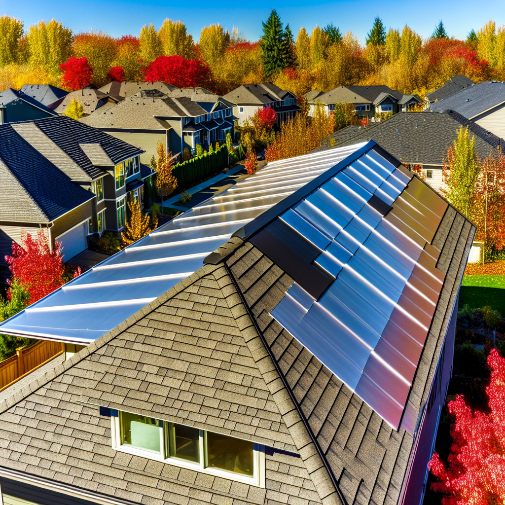 a roof of a house with solar panels
