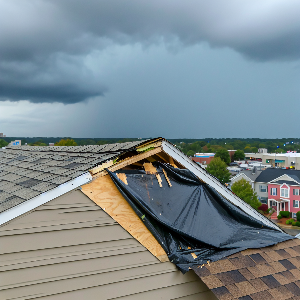 a roof with a damaged roof