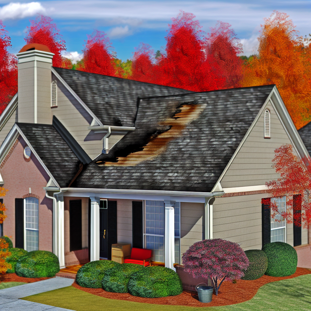 a house with a burnt roof
