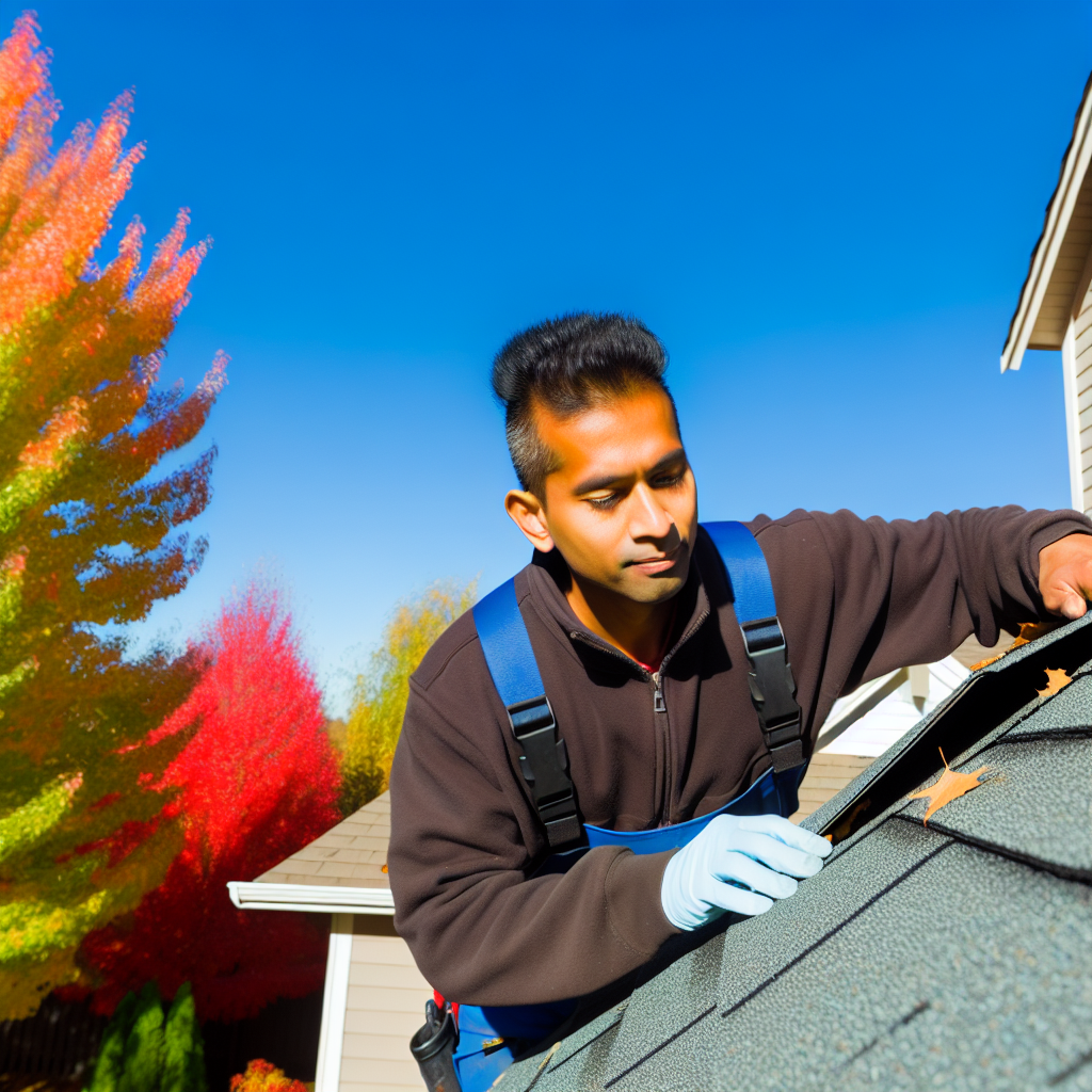 a man on a roof